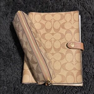Coach Tan Signature Wallet and Pencil Case